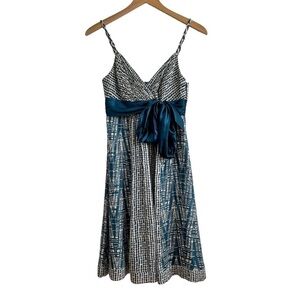 BCBGMAXAZRIA 100% Silk Empire Waist Crossover Neckline Mini Dress